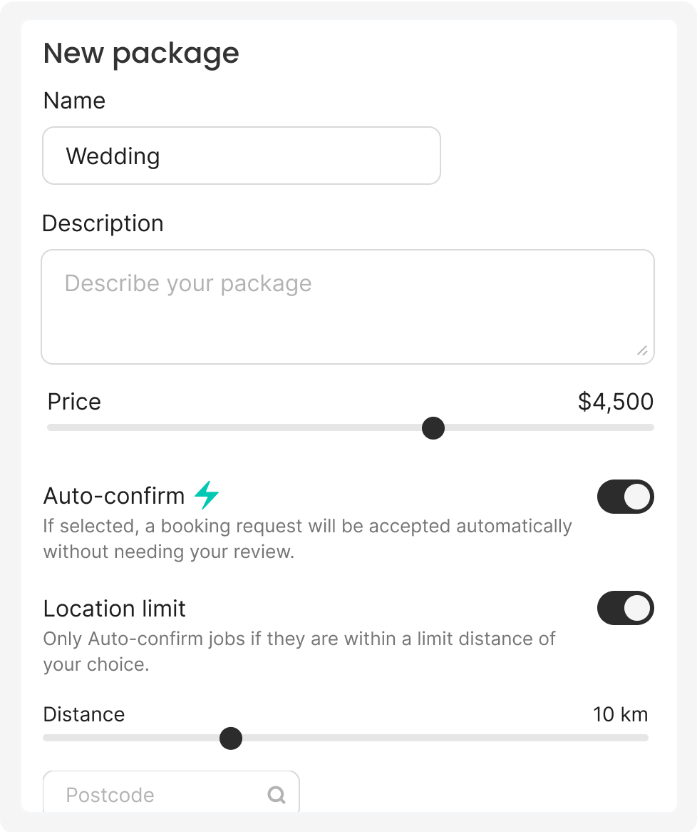Package rules interface