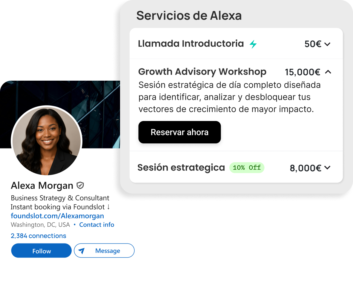 Ejemplo de página de reservas de Consultores