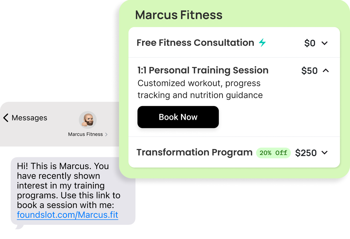 Personal Trainers booking page example