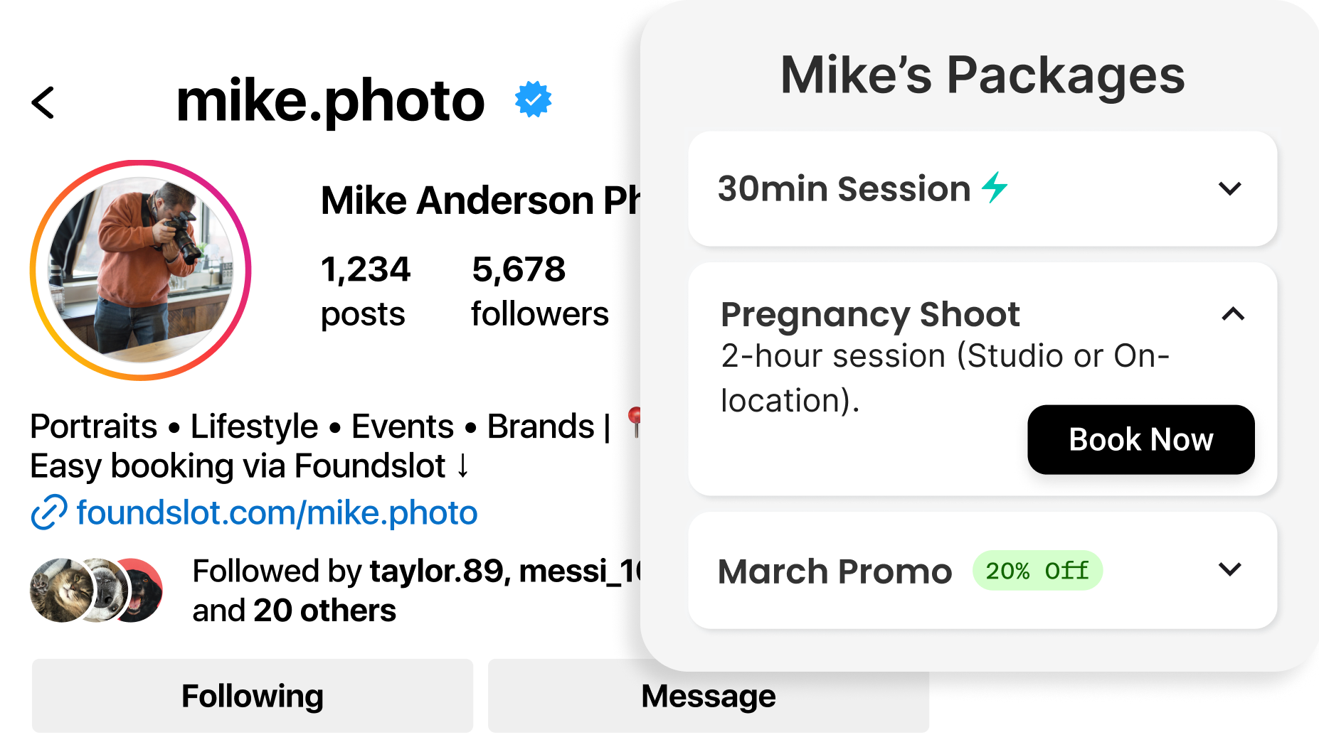 Photographers using Foundslot