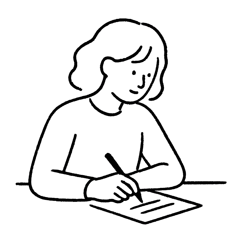 Person writing on a piece of paper